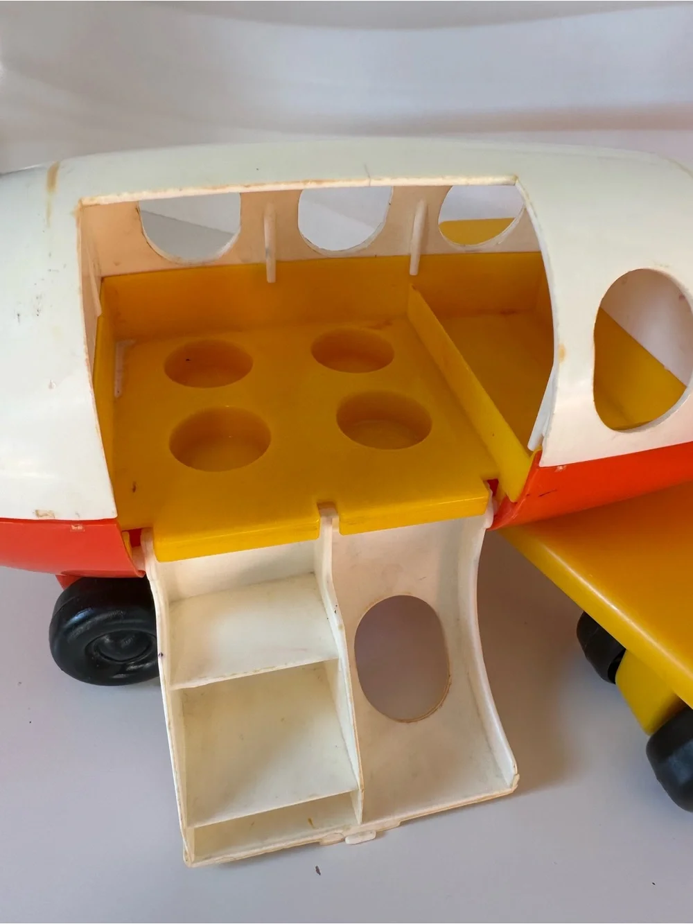Vintage Fisher-Price Little People Orange & Yellow Airplane 1980 Jet Plane #2502